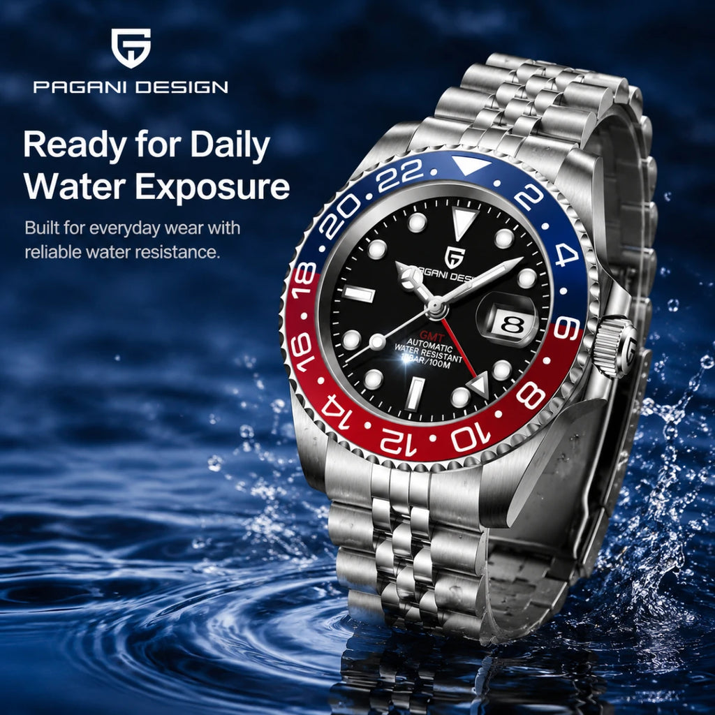 2026 New PAGANI DESIGN Luxury Men Mechanical Watches Stainless Steel GMT Watch Top Brand Sapphire Glass Men Watch reloj hombre