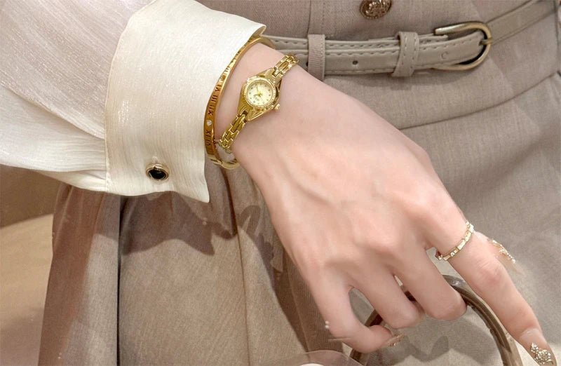 GEDI Ladies Small Watches Temperament Round Dial Quartz Retro Watch Luxury Waterproof Fashionable Wristwatch Gifts for Woman