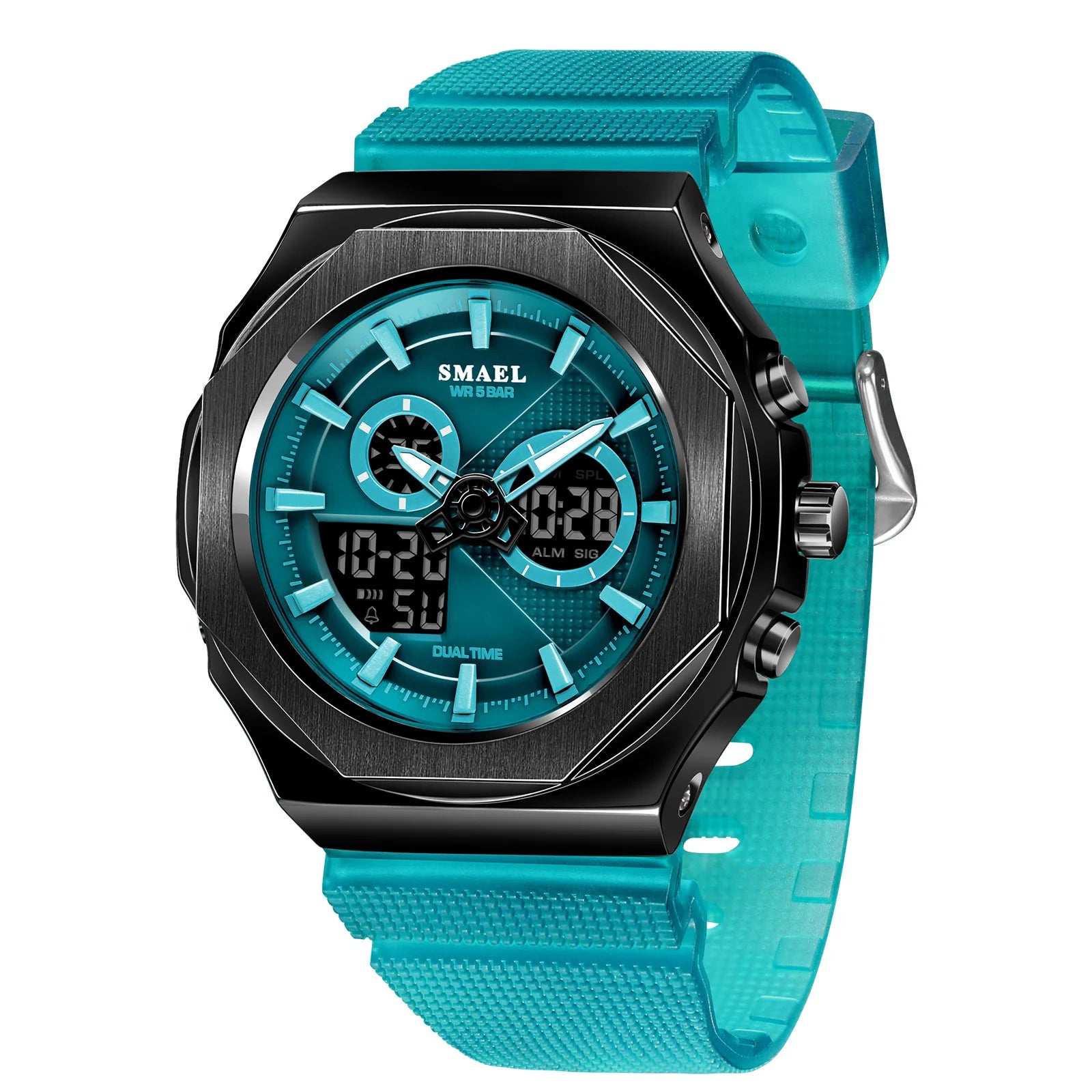 SMAEL Sport  Watches Women  50M Waterproof Lady Watches Pink Lover Gifts 8102 Dual Time Diaplay Watches Digital LED Back Light