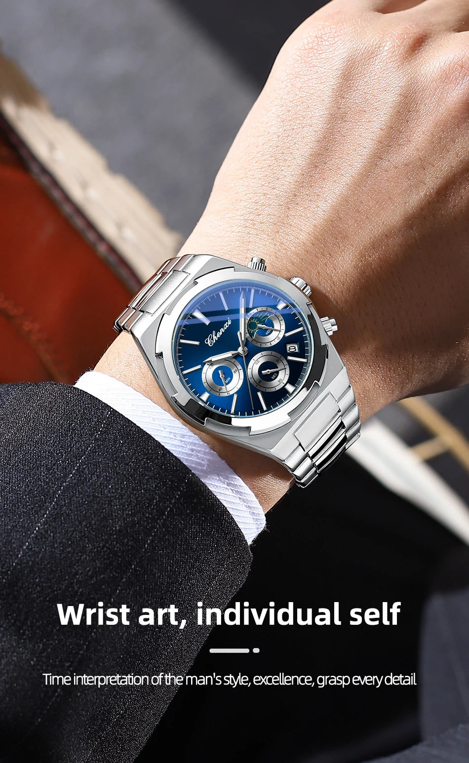 Men's Watches Classic Multifunctional Chronograph Sports Watch Top Luxury Stainless Steel Waterproof Luminous Quartz Wristwatch