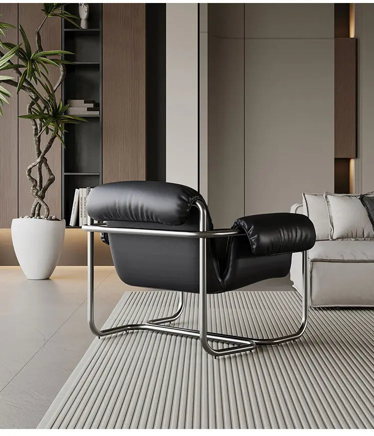 Nordic Dining Chair,leisure Chair,light Luxury Armchairs,designer Stainless Steel Minimalist Reading Chairs, Balcony Lazy Chairs