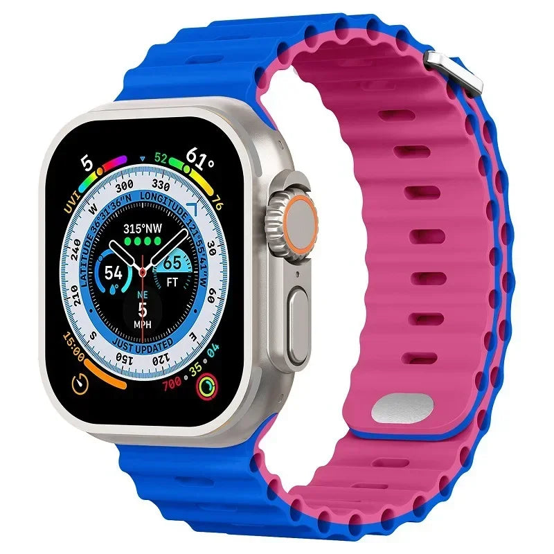 Ocean strap For Apple Watch Ultra 3 2 1 Band 49mm 11 10 9 8 7 46mm 45mm 41mm Silicone Wristband iWatch 6 5 4 SE3 44mm 40mm 42mm