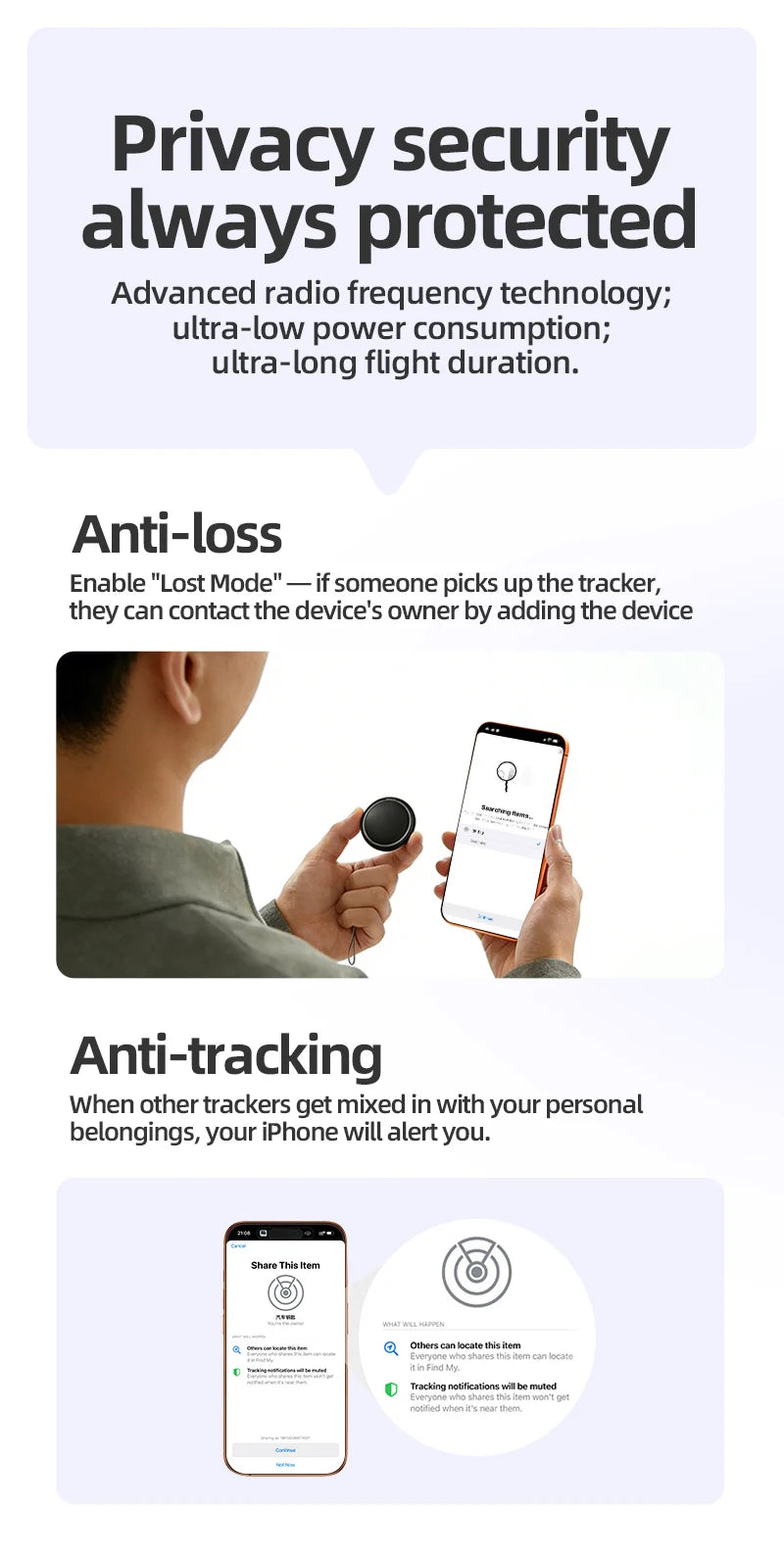 Smart iOS GPS Tracker Tag Suitable For Apple iOS Airtag Anti Loss Locator Car Key Bicycles Elderly People Pets Anti Loss Tracker