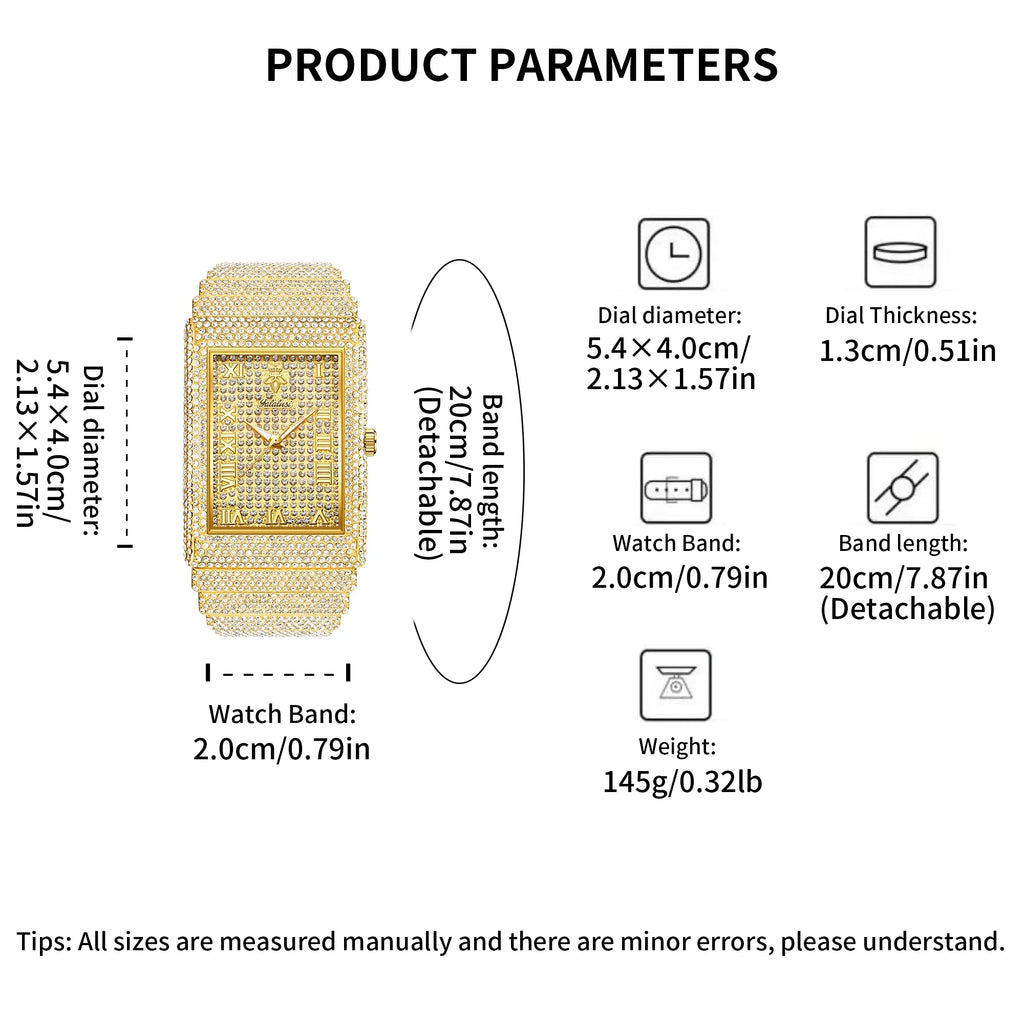 YaLaLuSi Men's Full-Diamond Large-Dial Water-Resistant Quartz Watch: An Elegant Bracelet Watch Gift reloj mujer