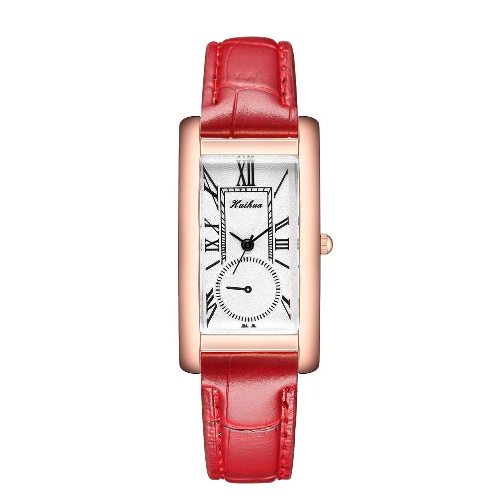 2025 New Fashion Thin Belt Watch Women's Rectangular Quartz Leisure Roman Scale Women's Watch