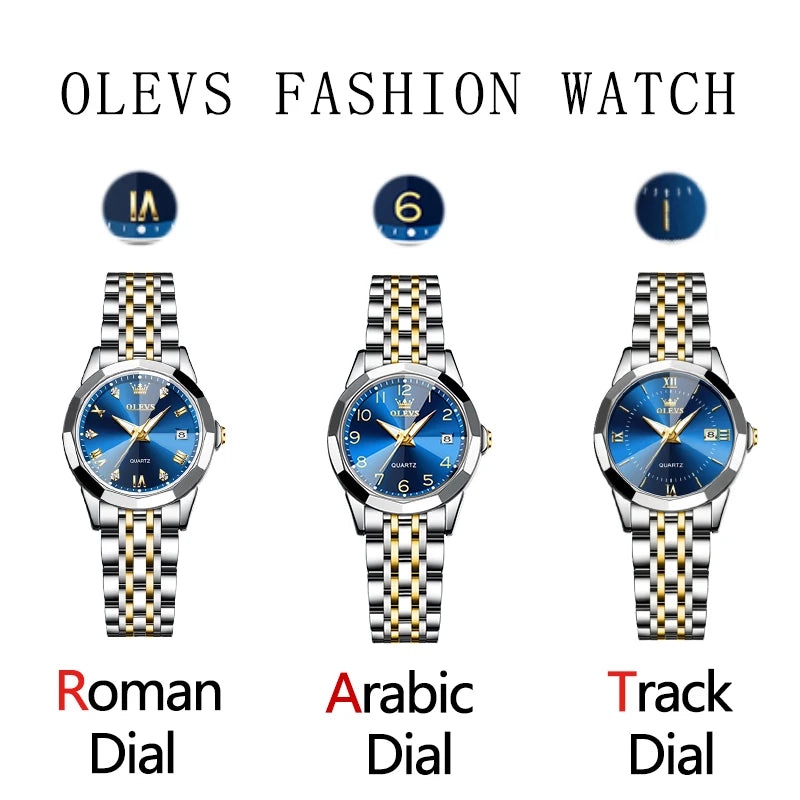 OLEVS 9931 Elegant Fashion Women's Watches Luxury Brand Original Quartz Watch forLadies Waterproof Stainless Steel Luminous Date