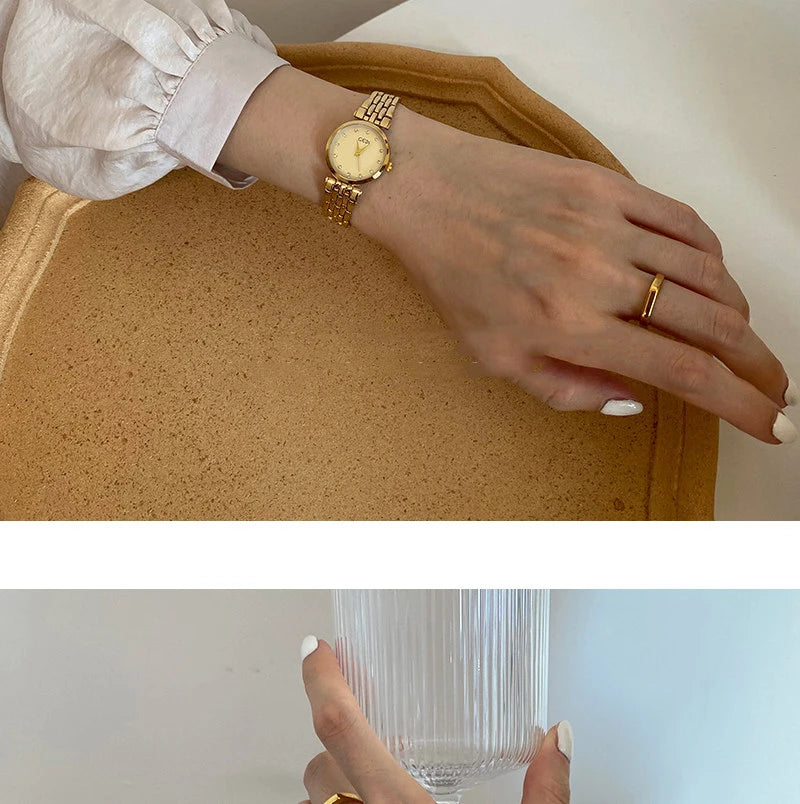 GEDI Ladies Watch New Vintage Exquisite Fashion Quartz Watches Woman Temperament Round Retro Watch Gifts Luxury