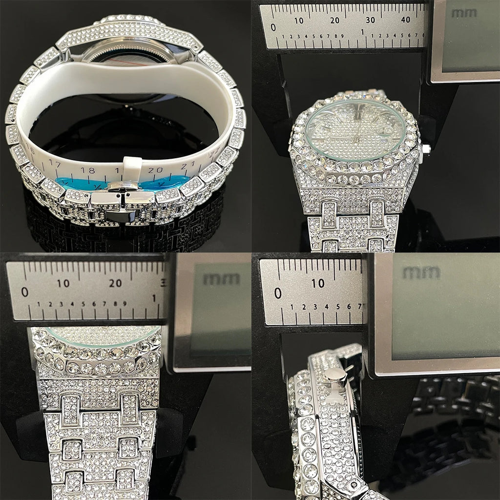 2025 New Luxury Brand UNIGUET Iced Watch For Men Fashion Hip Hop Diamond Waterproof Stainless Steel Wristwatch Male Dropshipping