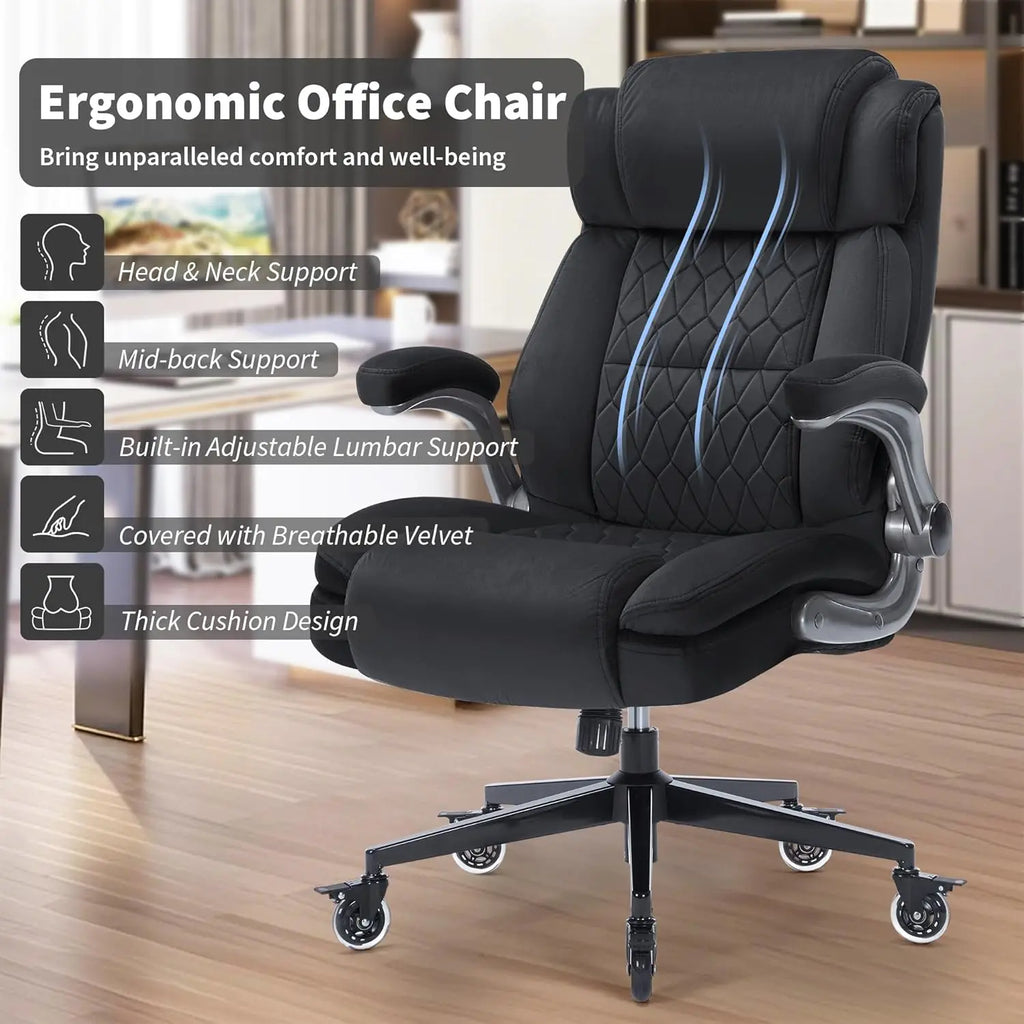 High Back Office Chair Ergonomic Computer Desk Chair with Heavy Duty Base Lumbar Support Thick Padded Large Work Chairs