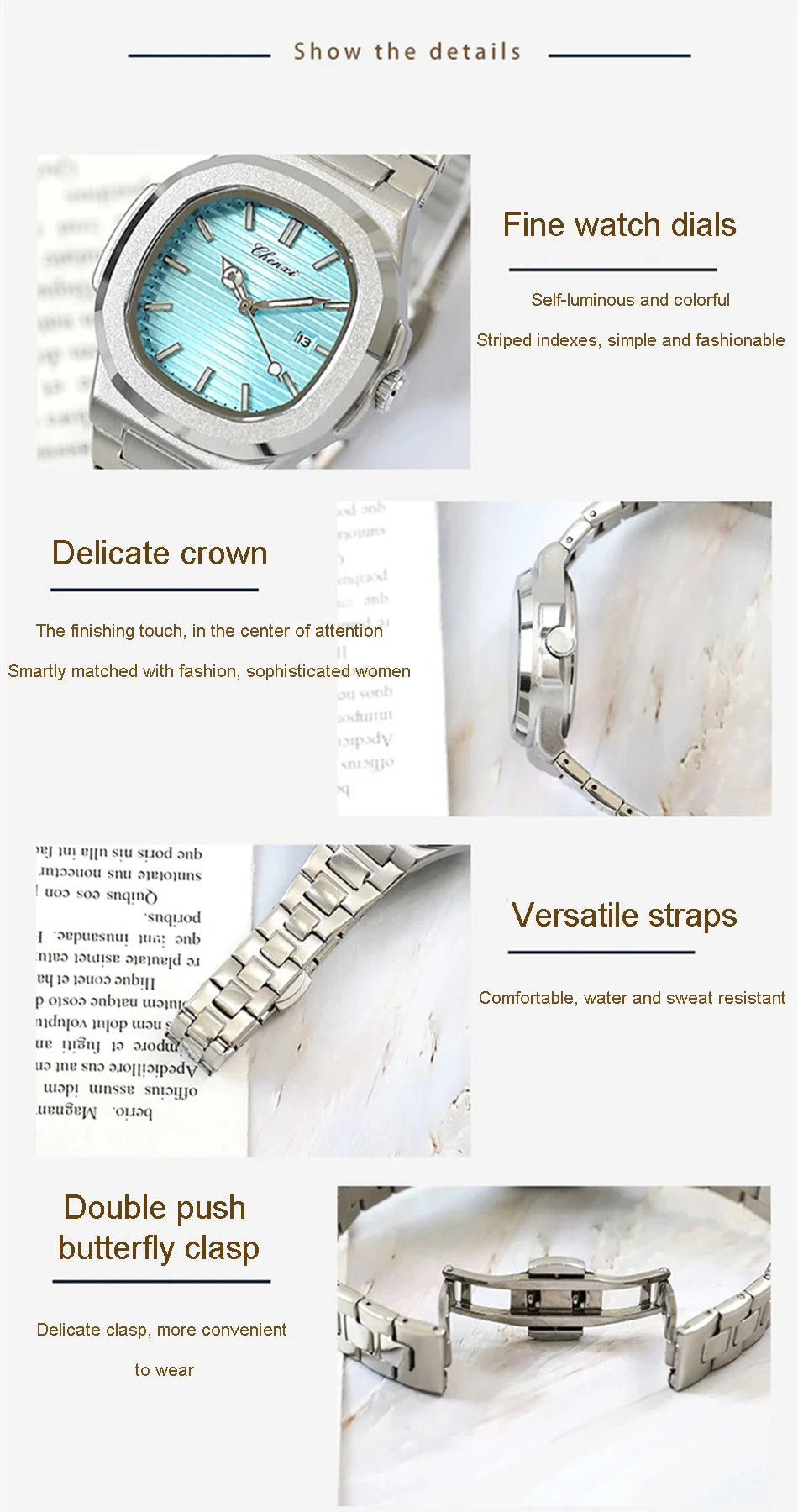 Watches For Woman Fashion Date Luminous Quartz Watch Silver Stainless Steel Clock Women's Stainless Steel Watch Waterproof