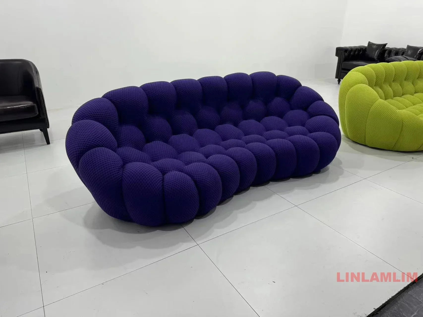 Linlamlim Modular Cloth Football Couch Contemporary Cloud-Shaped Sofa Fabric Curved Designer Sofa Set for Living Room or Office
