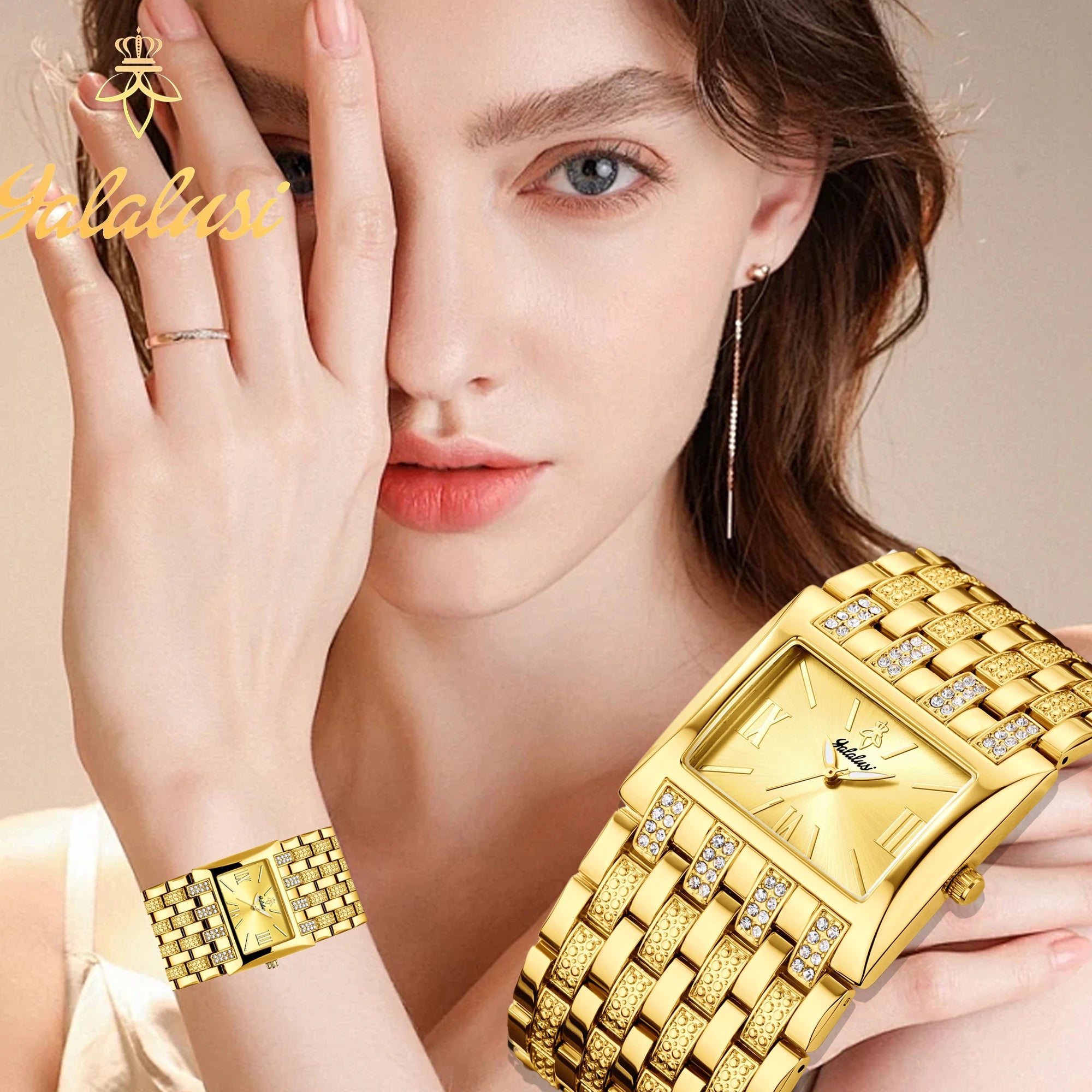 YaLaLuSi Brand: Fashionable Women's Waterproof Quartz Bracelet Watches – Luxury Gold Watches for Gifts reloj mujer Ladies