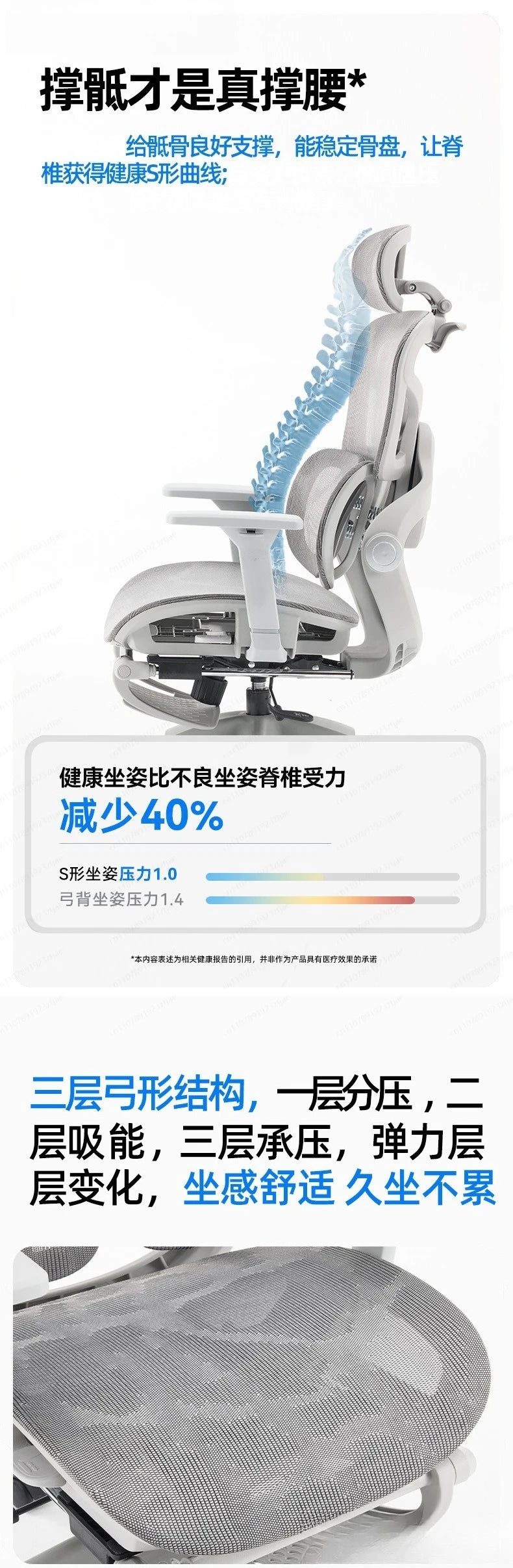 Ergonomic chair, sedentary and reclining, office swivel chair