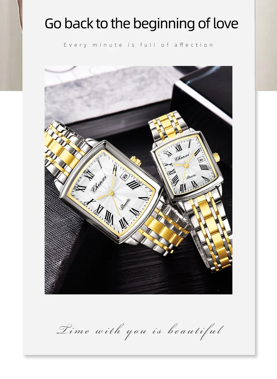 CHENXI Watches for Man Fashion Casual Calendar Quartz Watch Stainless Steel Bracelet Waterproof Men's Wristwatches Gifts