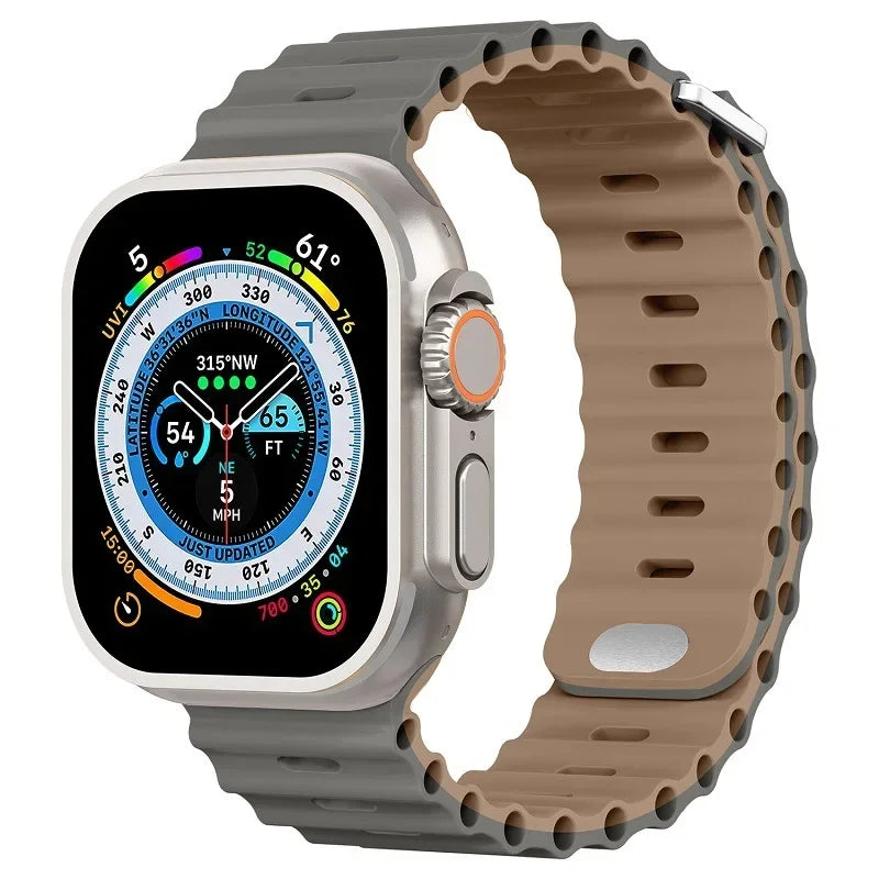 Ocean strap For Apple Watch Ultra 3 2 1 Band 49mm 11 10 9 8 7 46mm 45mm 41mm Silicone Wristband iWatch 6 5 4 SE3 44mm 40mm 42mm