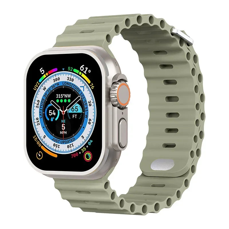 Ocean strap For Apple Watch Ultra 3 2 1 Band 49mm 11 10 9 8 7 46mm 45mm 41mm Silicone Wristband iWatch 6 5 4 SE3 44mm 40mm 42mm