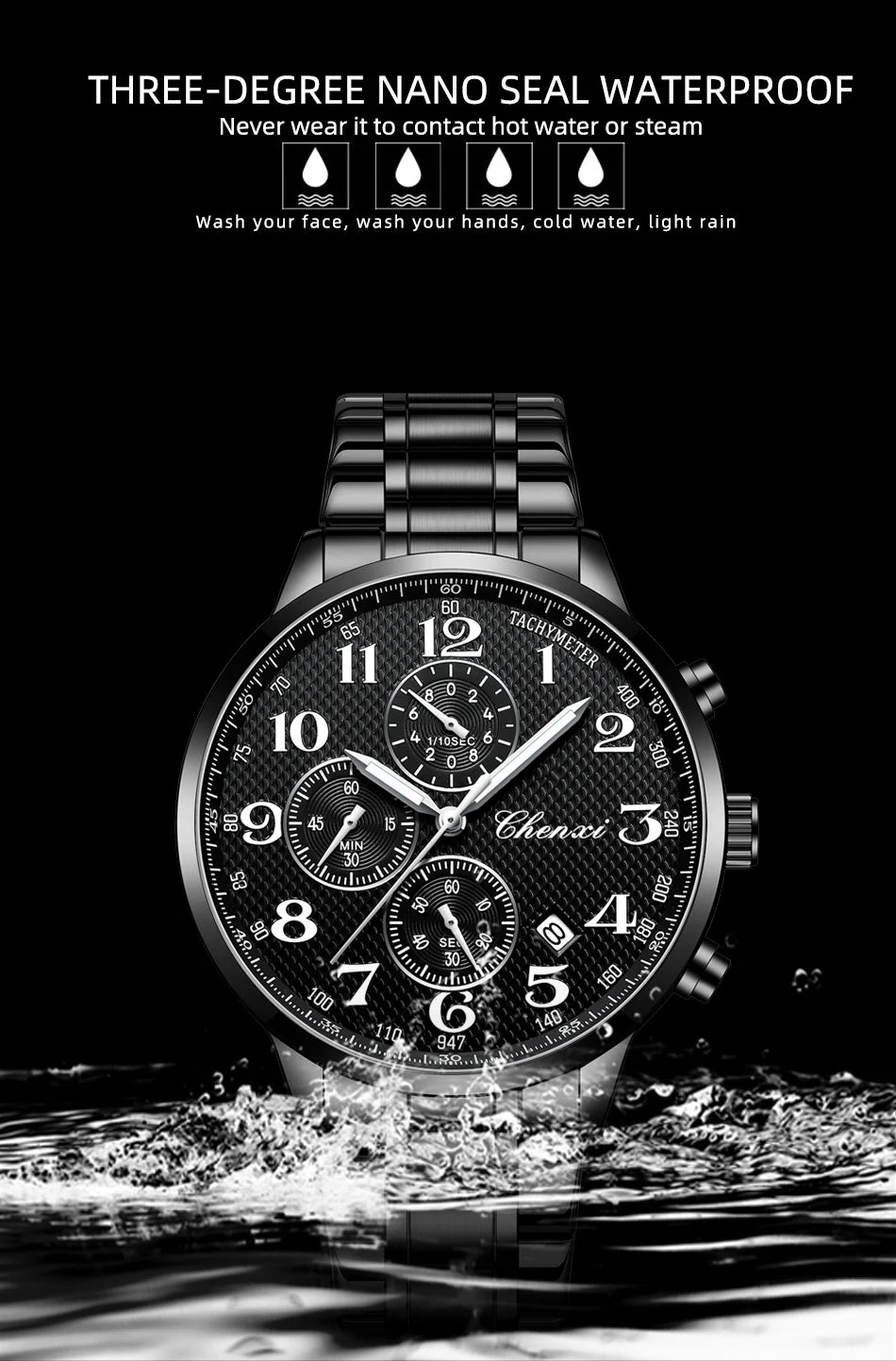 CHENXI Watches For Men Multi-functional Quartz Man Watch Calendar Luminous Chronograph Men's Wristwatches Gifts