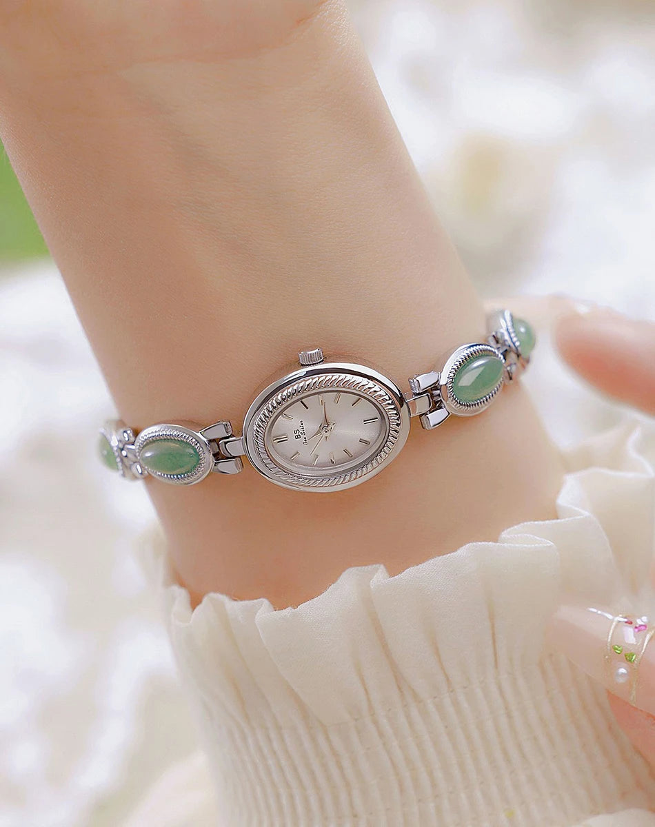 High-end Luxury Ladies Watches Elegant Green Jewelry Jade Quartz Bracelet Wristwatch gifts for women 2025 Fashion dress Watch