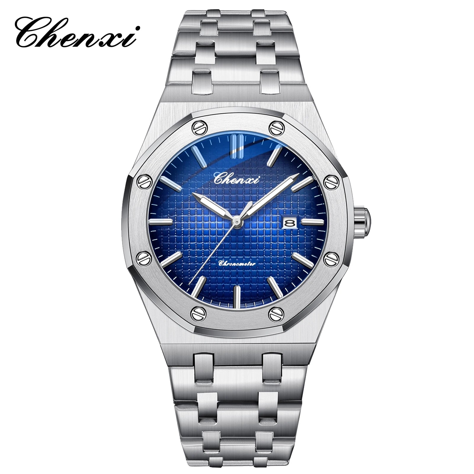 CHENXI NEW Men's Watches Fashion Casual Luminous Date Quartz Watch Male Clock Gifts 42mm Dial Gold Wristwatch Waterproof