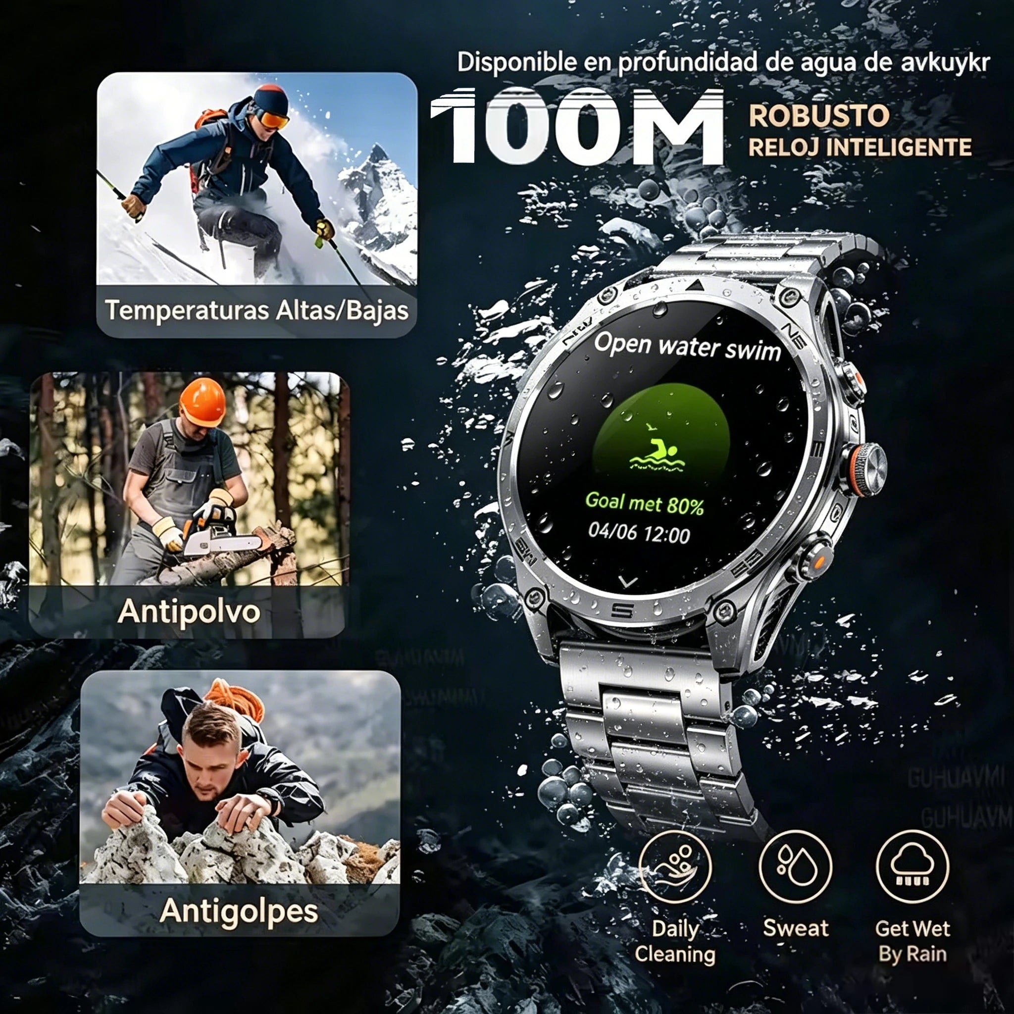 2026New Military Grade 1000mAh Battery GPS Smart Watch 10ATM Waterproof Compass Altimeter Call AMOLED Men Swim Sports Smartwatch