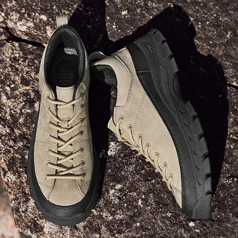 Genuine Leather Mens Sneakers Luxury Handmade Casual Shoes Fashion Designer Outdoor Walking Shoes New Male Skateboard Footwear