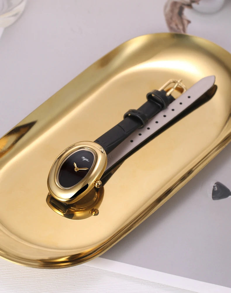 MYAR Women Watch for Girls Quartz Reloj Mujer Sliver Diamond Oval Shaped Orologio Ladies Wristwatch Simple Stainless Steel Clock