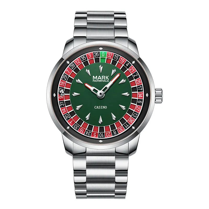 Mark Fairwhale 2025 New Fashion Men Quartz Watch Arabic numerals Rotating Dial Roulette Luminous Waterproof Men's Wristwatch