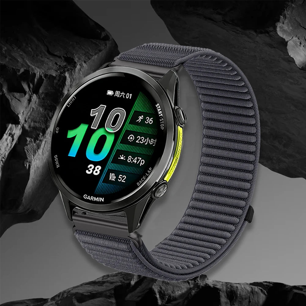 18mm 20mm 22mm Nylon Strap for Garmin Forerunner 970 965 955 570 165 265S/Active 6/5 Breathable Bracelet for Garmin Venu 4/3/3S