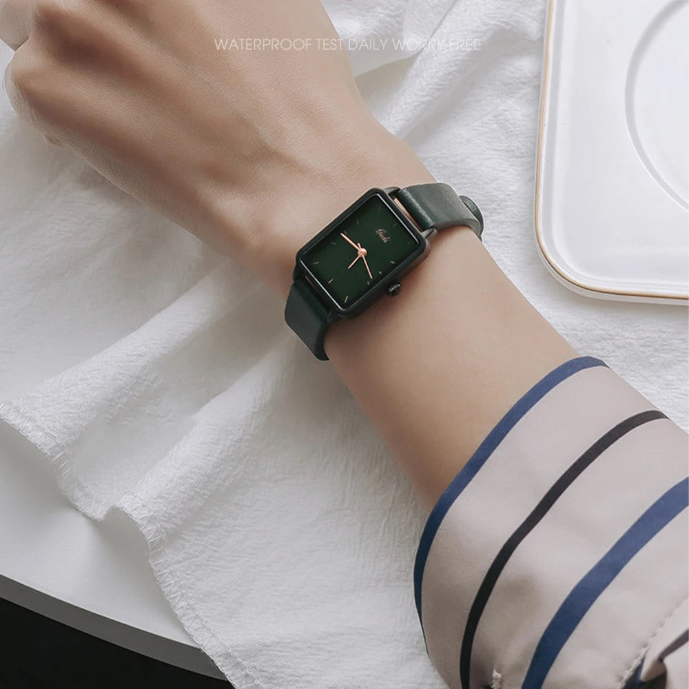 GEDI Watches for Woman Vintage Niche Elegant Waterproof Leather Watches Ladies Quartz Square Women's Wristwatches