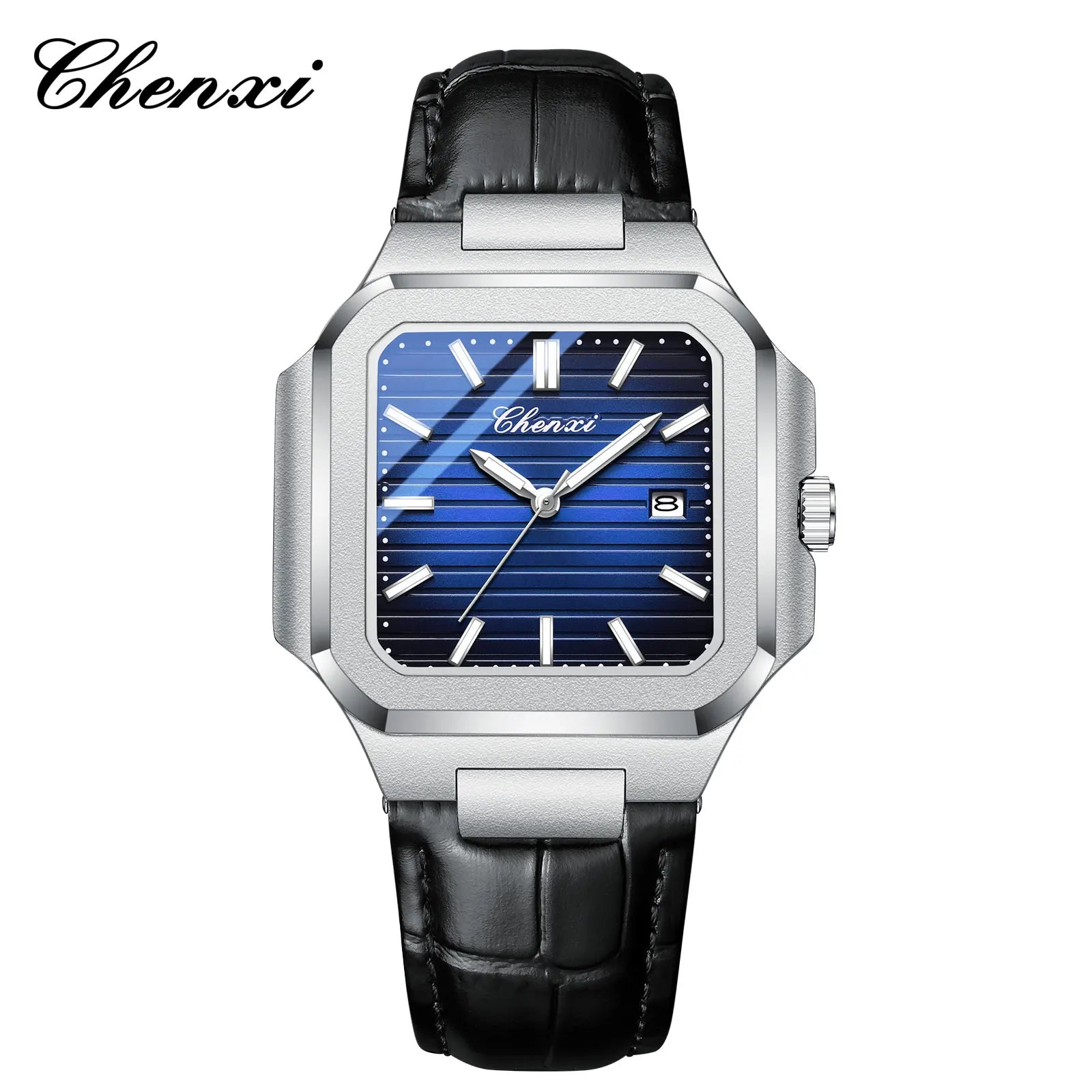 New High Quality Leather Man Watches Business Fashion Date Quartz Luxury Square Watch Men's Waterproof Luminous Clock