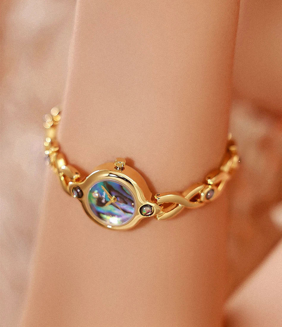 Ladies Watch Elegant Retro Round Black Gold Shell Dial Fashion Casual Gold Watches For Woman Gift Fashion Accessory