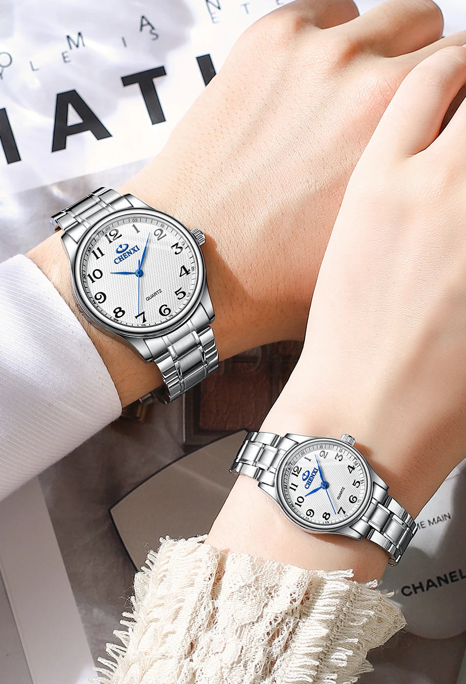 Minimalist Couple Watches Water-Resistant Digital Large Dial Watches Men's & Women's Quartz Wristwatches Valentine's Day Gifts