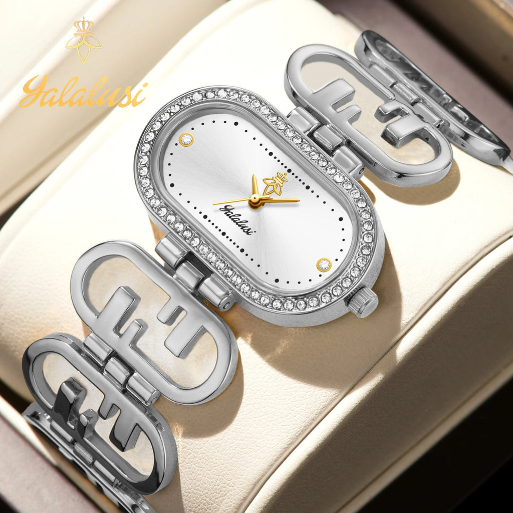 YaLaLuSi Women's Quartz Water-Resistant Bracelet Watch: A Luxurious Diamond-Set Gift reloj mujer watch for ladies