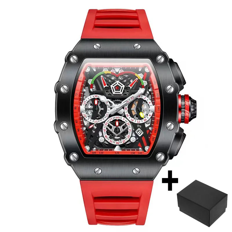 Dropshippng Quartz Men Watches Brand ONOLA Tonneau Stainless Steel Shell Sport Wristwatches Fashion Silicone Type Mille Clock F1