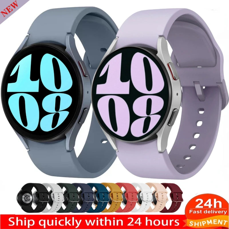 New Official Silicone Strap For Samsung Galaxy Watch 6 4 Classic 47mm 46mm 43/42mm Watchband Galaxy Watch 7 6 5 4 40mm 44mm Belt