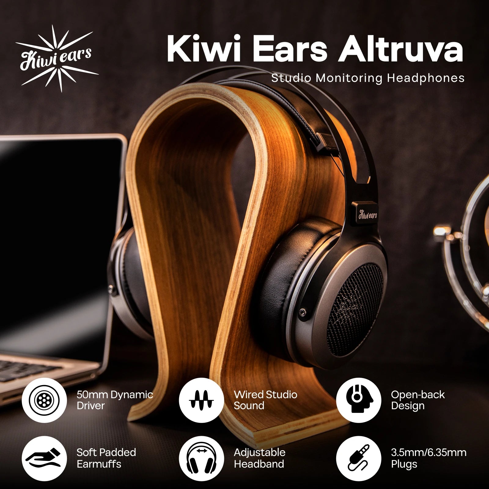 Linsoul Kiwi Ears Altruva Hi-Fi 50mm Dynamic Driver Headphones Open-Back Design Headphones with Premium Design