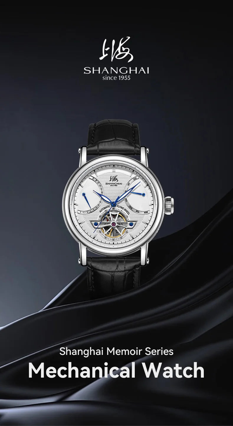 Shanghai Watch Men's Automatic Mechanical Watches 42mm Luminous Watch Sapphire Calendar Watch 5Bar Waterproof Wristwatch S8924