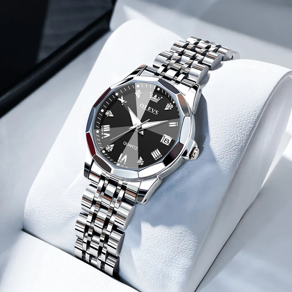 OLEVS 9931 Elegant Fashion Women's Watches Luxury Brand Original Quartz Watch forLadies Waterproof Stainless Steel Luminous Date