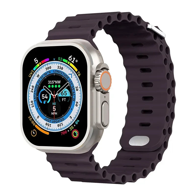 Ocean strap For Apple Watch Ultra 3 2 1 Band 49mm 11 10 9 8 7 46mm 45mm 41mm Silicone Wristband iWatch 6 5 4 SE3 44mm 40mm 42mm