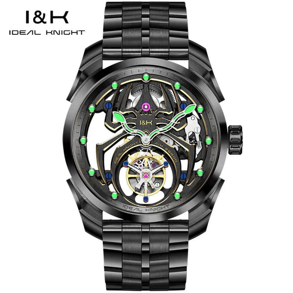 IDEAL KNIGHT 6802 Tourbillon Watch For Men Transparent Skeleton Mechanical Wristwatch Man Luxury Top Brand Limited Edition Watch