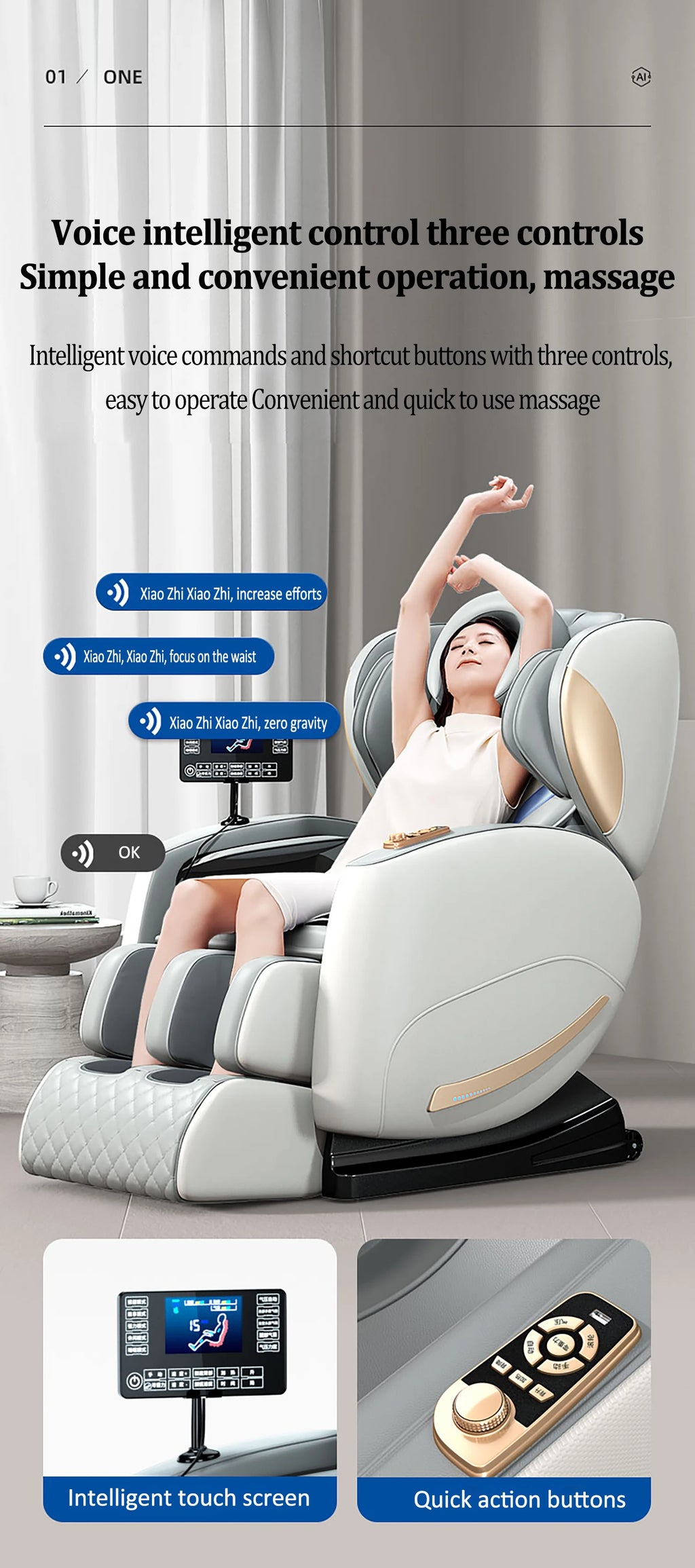 Electric Smart massage chair zero gravity with Voice Control Foot Airbag Massage for Full Body Relief for Family Use 3D Shiatsu