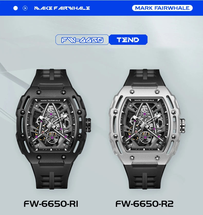 2023 New Automatic Mechanical Watches Mens Luxury   Brand Mark Fairwhale Fashion Sports Waterproof Tonneau Mille Wristwatch Mans