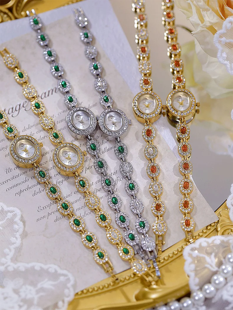 Colorful Diamond Luxury Women's Watch Elegant Bracelet Wristwatch Waterproof Quartz Hand Clock Gifts For Girlfriend
