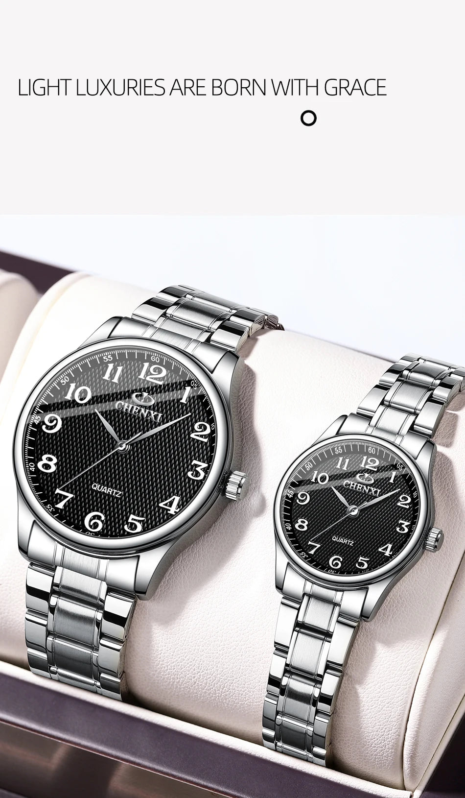 Minimalist Couple Watches Water-Resistant Digital Large Dial Watches Men's & Women's Quartz Wristwatches Valentine's Day Gifts