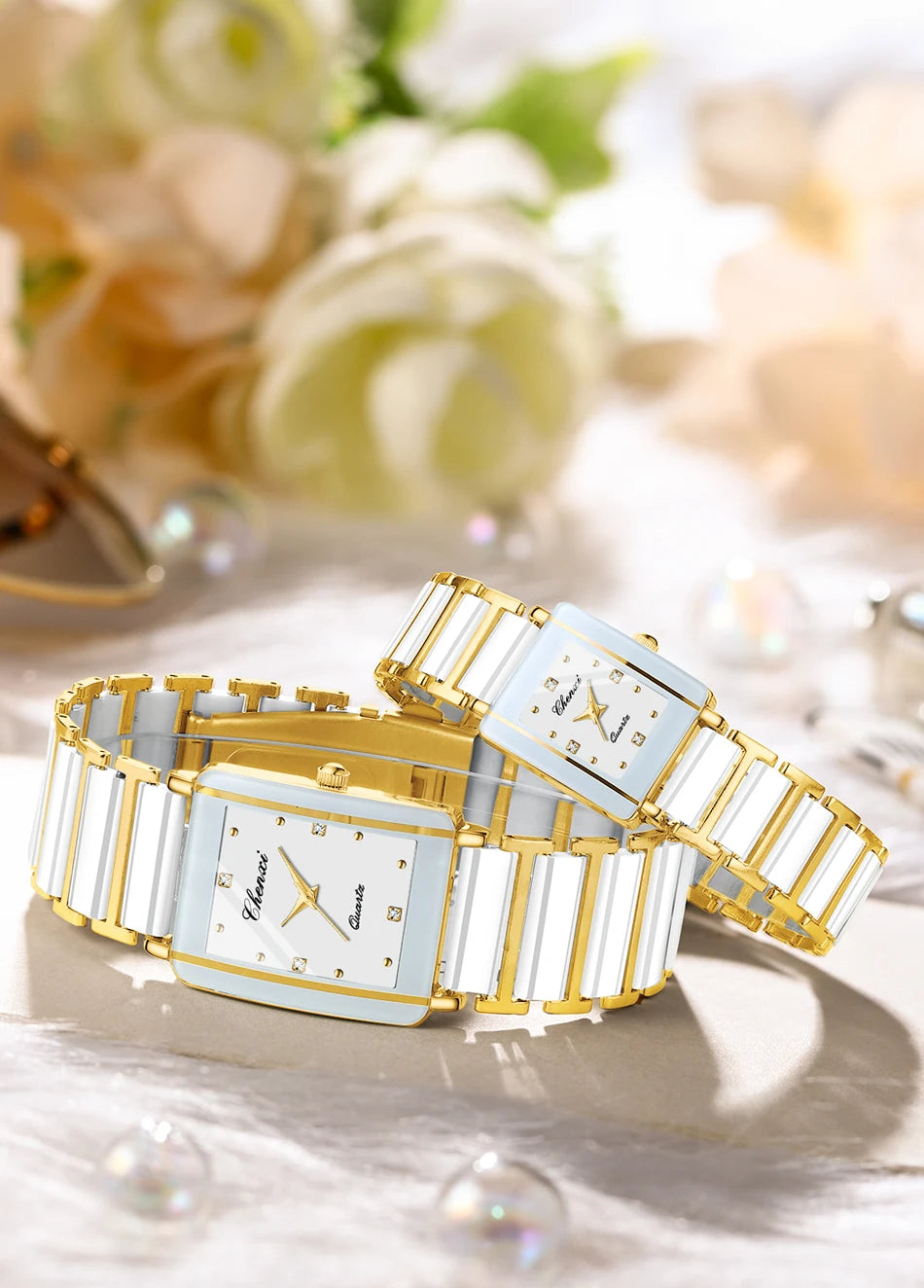 2PCS Couple Watches Ceramics Waterproof Fashion Leisure Men's and Women's Watch Reloj Mujer Romantic Birthday Gift Wristwatch