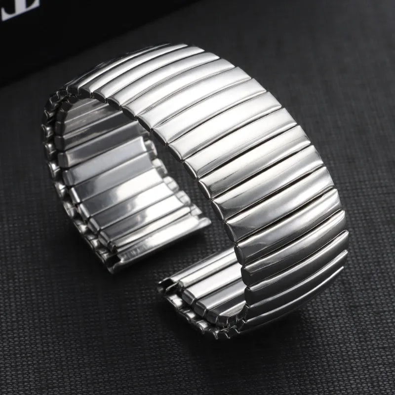 12mm 14mm 16mm 18mm 20mm 22mm Expansion Stainless Steel Watch Strap Elastic Metal Watchband Universal Men Women Watches Bracelet