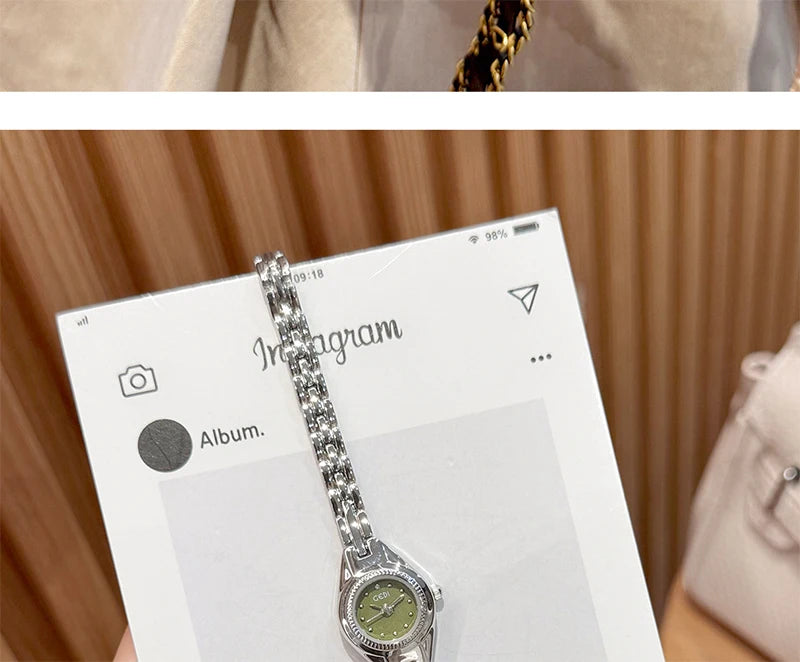 GEDI Ladies Small Watches Temperament Round Dial Quartz Retro Watch Luxury Waterproof Fashionable Wristwatch Gifts for Woman