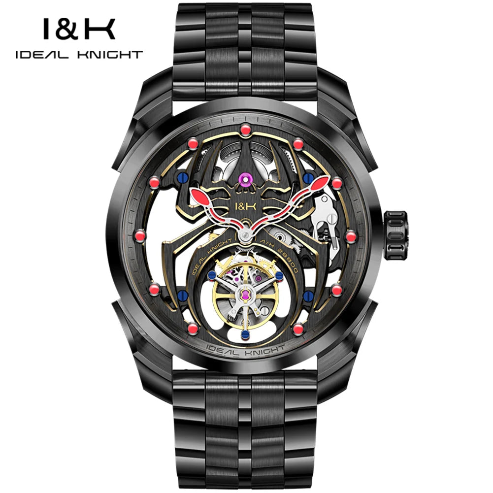 IDEAL KNIGHT 6802 Tourbillon Watch For Men Transparent Skeleton Mechanical Wristwatch Man Luxury Top Brand Limited Edition Watch