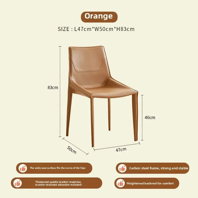 Leather Meeting Sedentary Dining Chair Luxury Backrest Comfortable Simple Dining Chair Hotel Restaurant Cadeiras Home Furniture