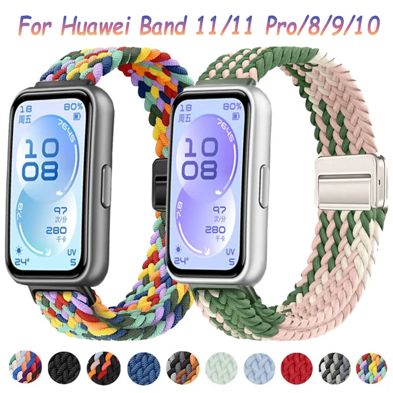 Official Nylon Loop Strap For Huawei Band 11/11 Pro Fashion Magnetic Buckle Braided Wristband For Huawei Band 8/9/10 Accessories